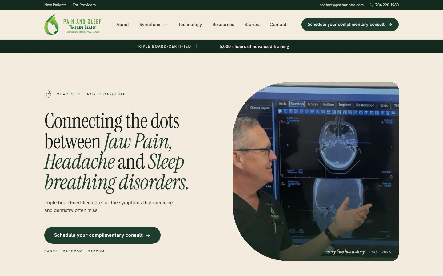 Pain and Sleep Therapy Center website homepage